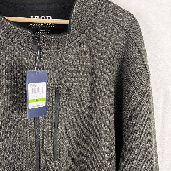 IZOD Perform Shaker Fleece Full Zip Black Jacket Big & Tall Size 5XL Stretch NWT - Picture 2 of 8